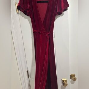BHLDN burgundy  velvet dress XS